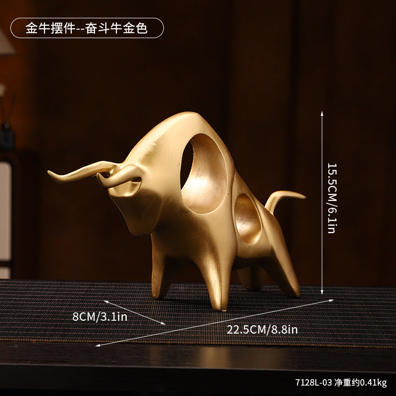 Decorative Golden Bull Sculpture Homeandso
