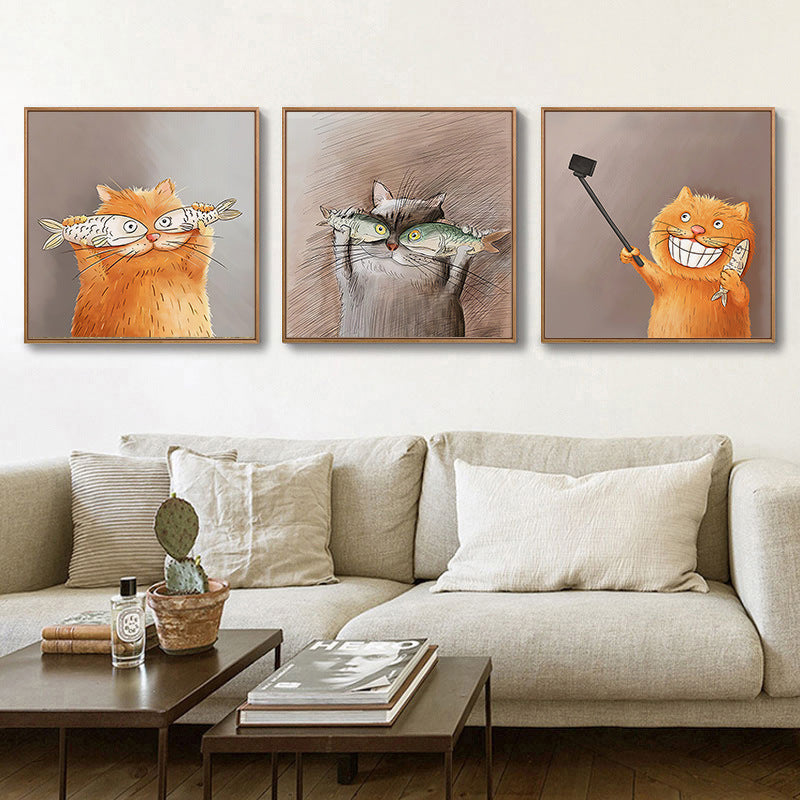 Whimsical Cat Illustration Framed Artwork Homeandso