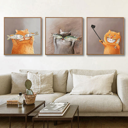 Whimsical Cat Illustration Framed Artwork Homeandso
