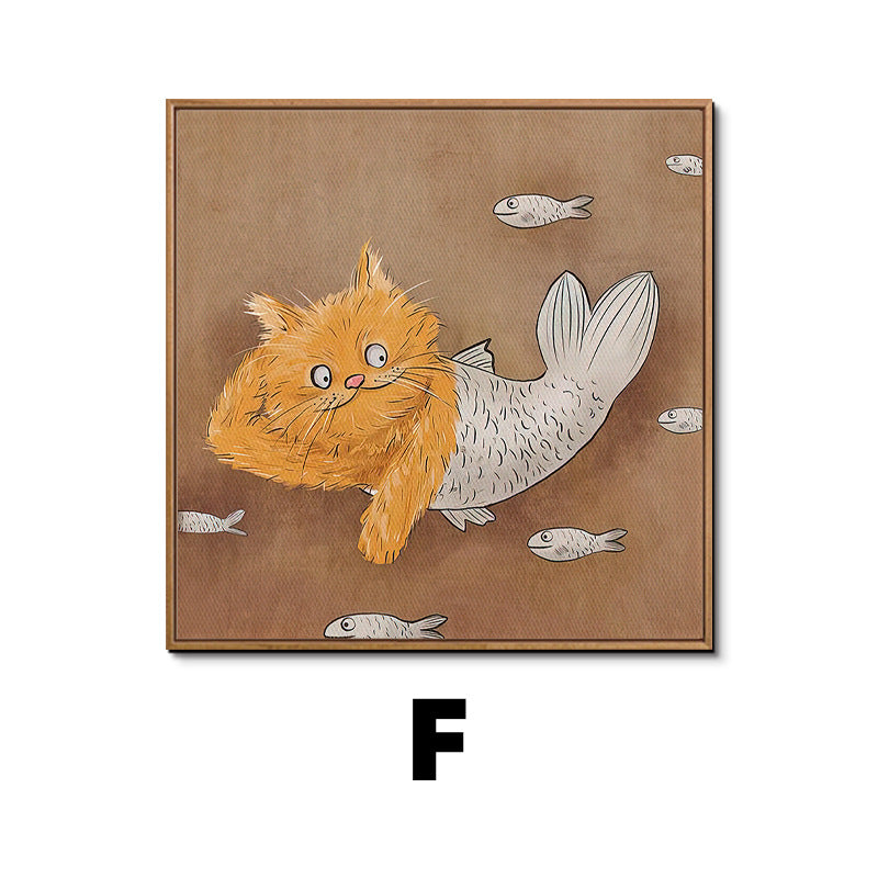 Whimsical Cat Illustration Framed Artwork Homeandso