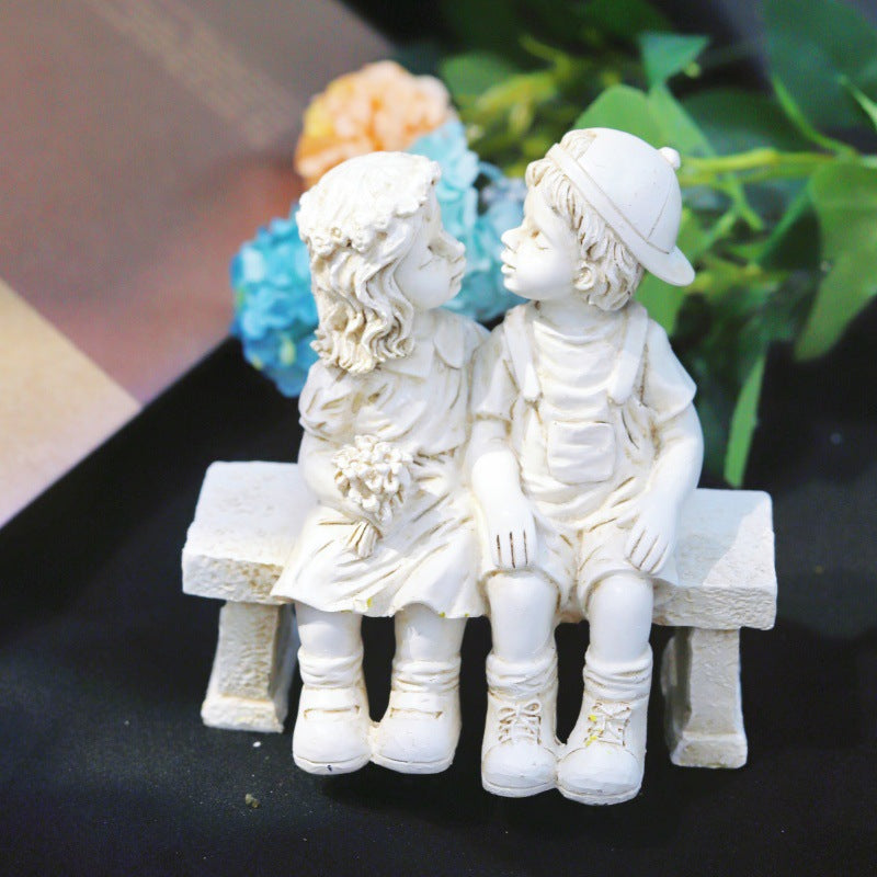 Cute Children Sitting Sculpture Homeandso