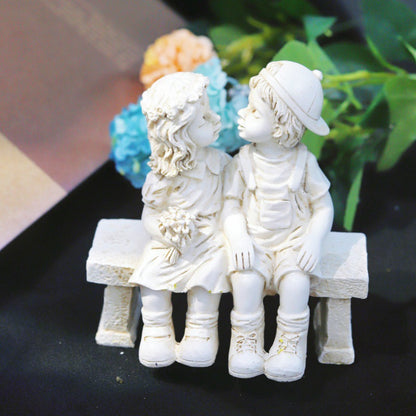 Cute Children Sitting Sculpture Homeandso