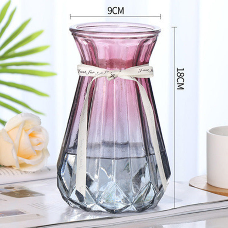 Geometric Patterned Glass Flower Vase