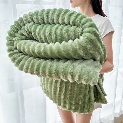 Plush Ribbed Throw Blanket