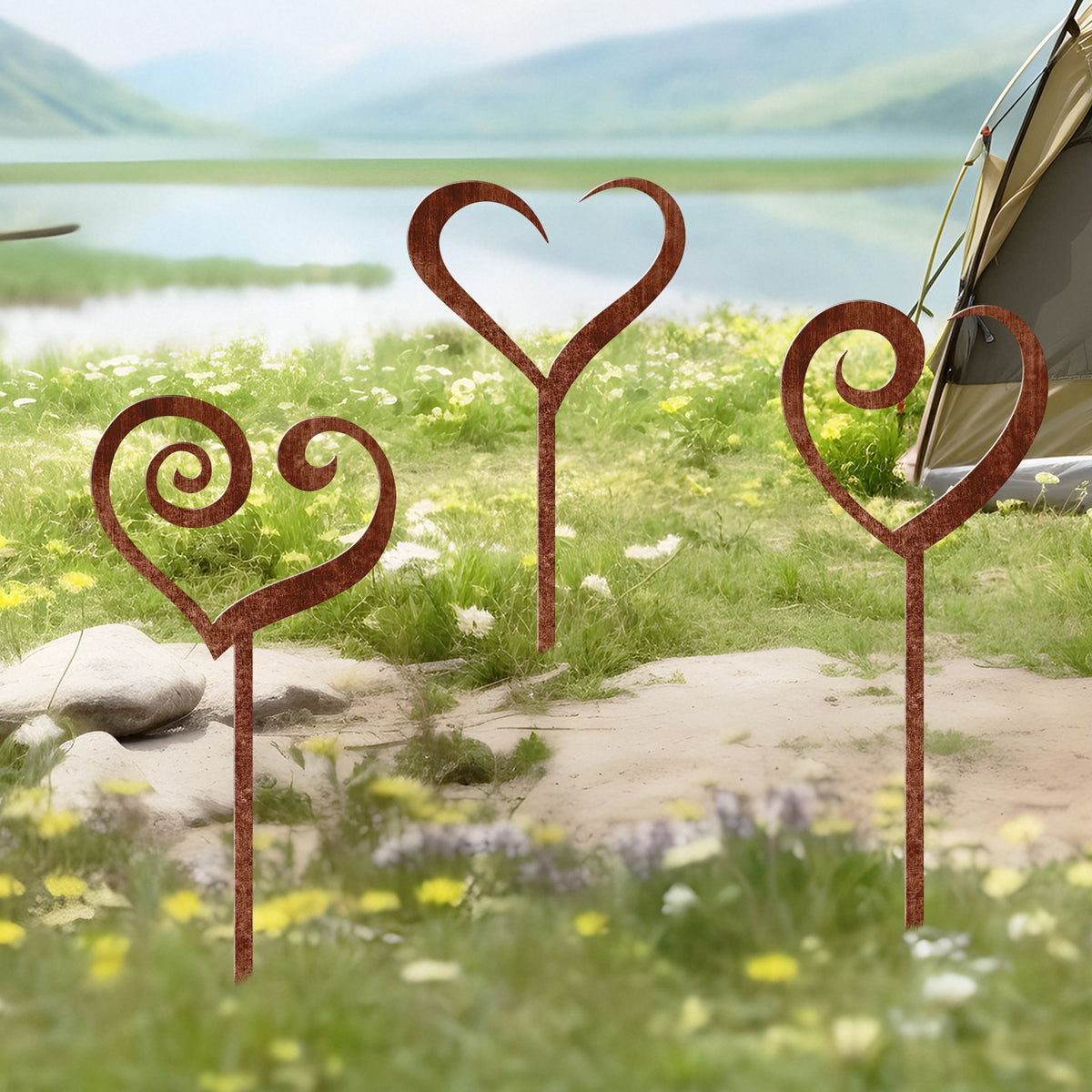 Decorative Heart-Shaped Garden Stakes Homeandso
