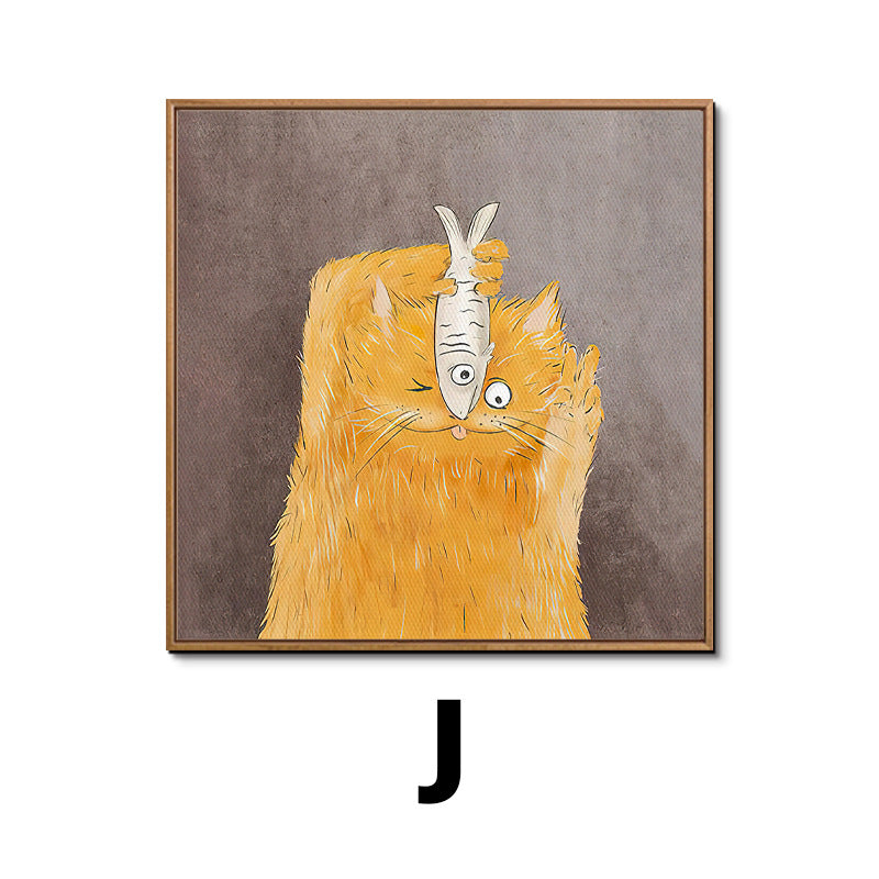 Whimsical Cat Illustration Framed Artwork Homeandso