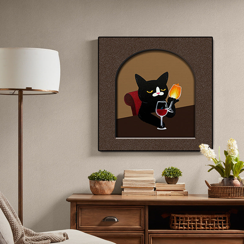Whimsical Cat-Themed Framed Art Print Homeandso