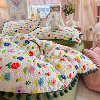 Heart Patterned Decorative Pillow and Duvet Cover Set Homeandso