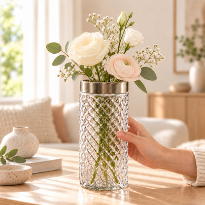 Elegant Faceted Glass Flower Vase