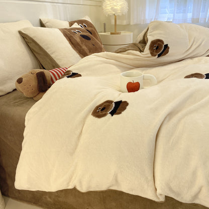Soft Plush Cartoon-Themed Duvet Cover Set
