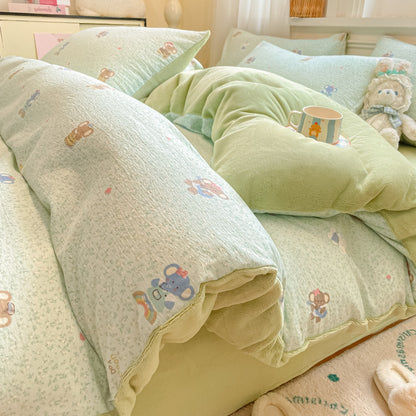 Playful Cartoon Print Duvet Cover Set Homeandso