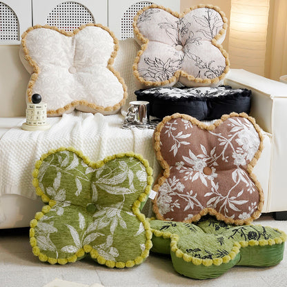 Floral-Patterned Plush Decorative Pillow