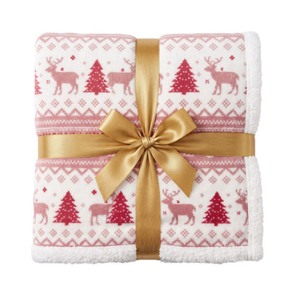 Christmas-Themed Flannel and Sherpa Blanket