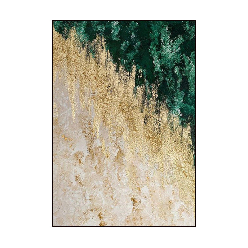 Textured Abstract Gold and Green Canvas Wall Art Homeandso