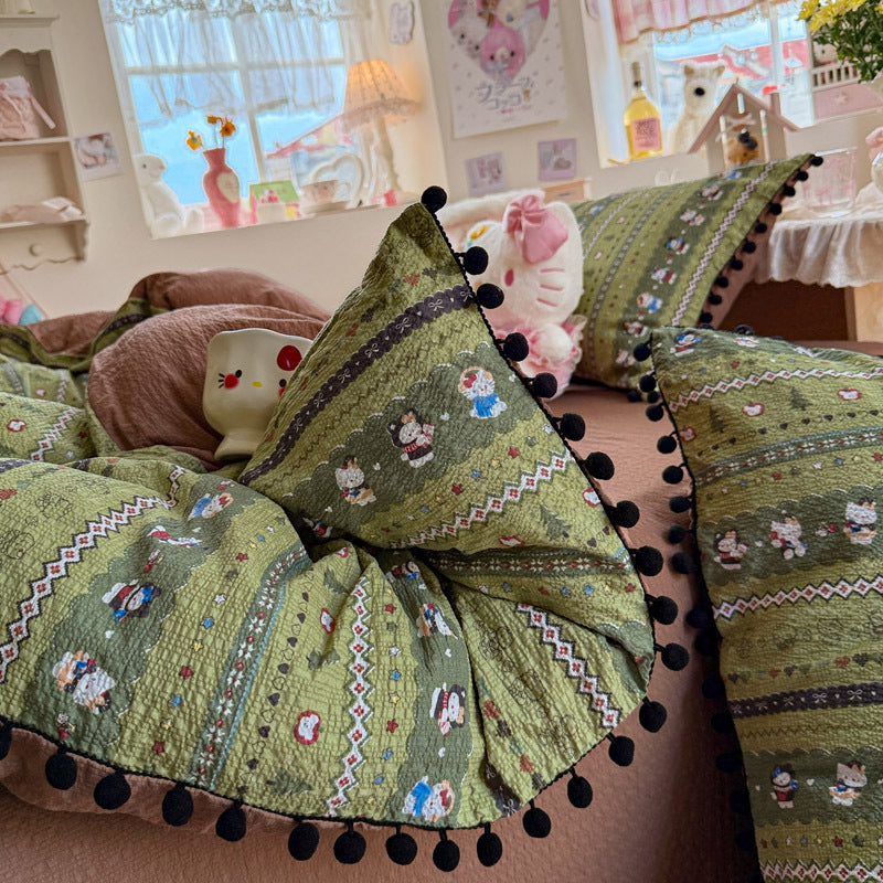 Heart Patterned Decorative Pillow and Duvet Cover Set Homeandso