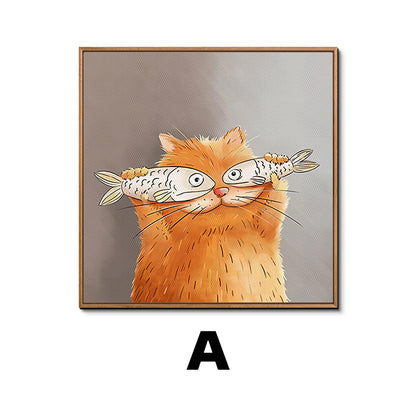 Whimsical Cat Illustration Framed Artwork Homeandso
