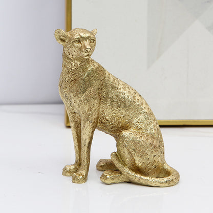 Decorative Golden Leopard Figurine Homeandso