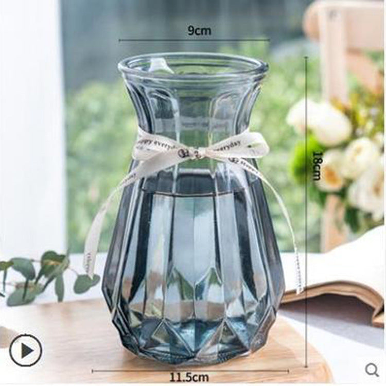 Geometric Patterned Glass Flower Vase