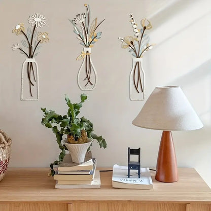 Decorative Floral Metal Wall Vase Homeandso