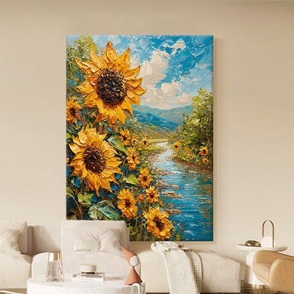 Textured Sunflower Landscape Canvas Art Homeandso
