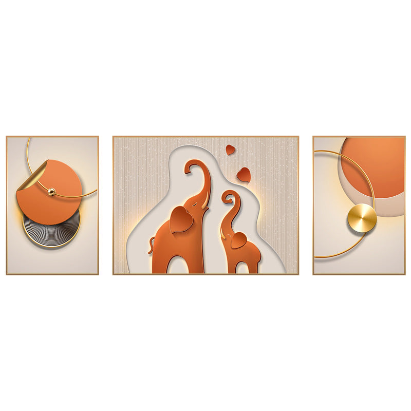 Abstract Elephant-Themed Canvas Triptych Art Homeandso