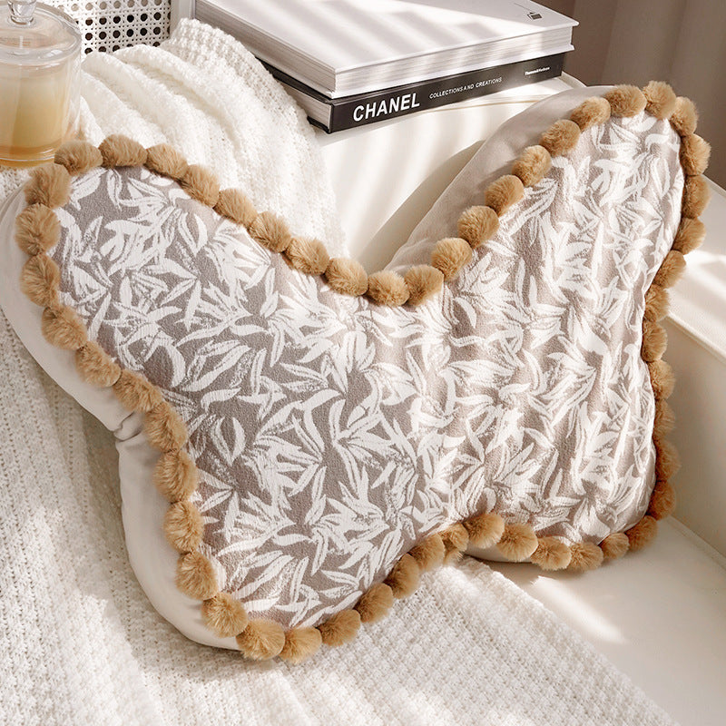 Artistic Floral Butterfly Shaped Throw Pillow