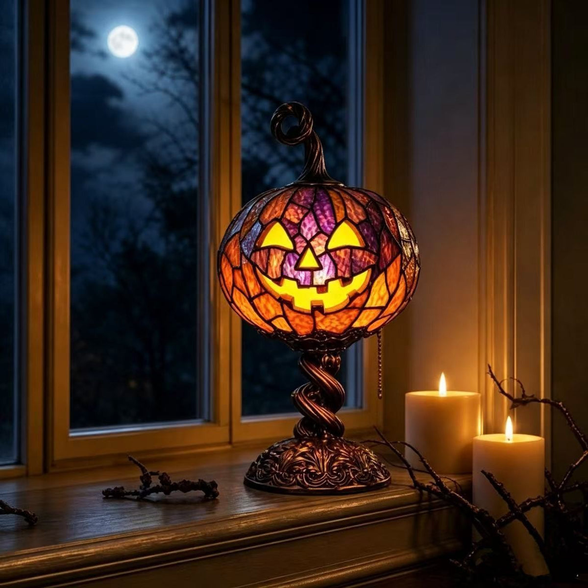 Pumpkin-Themed Table Lamp