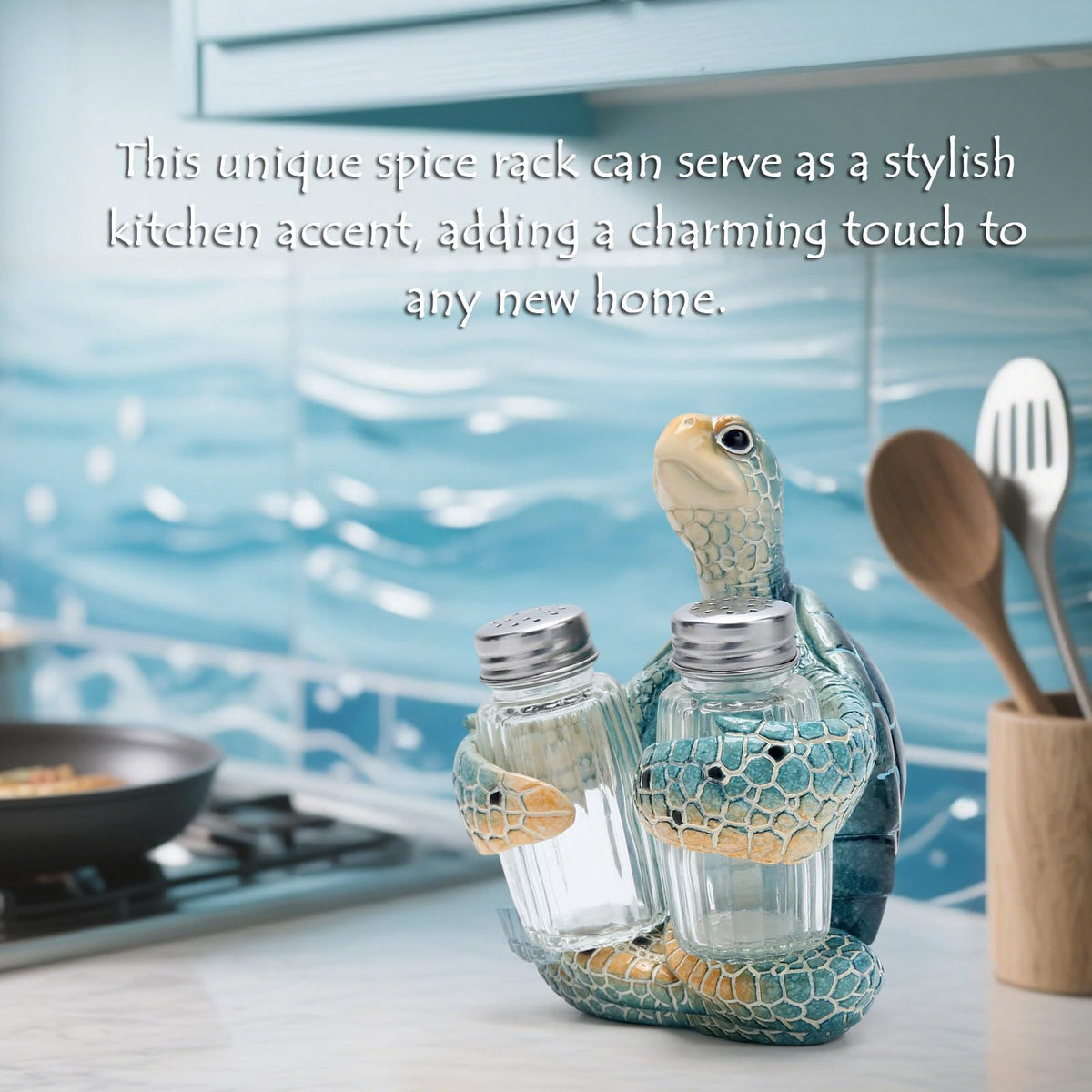 Decorative Turtle-Shaped Salt and Pepper Shaker Holder Homeandso