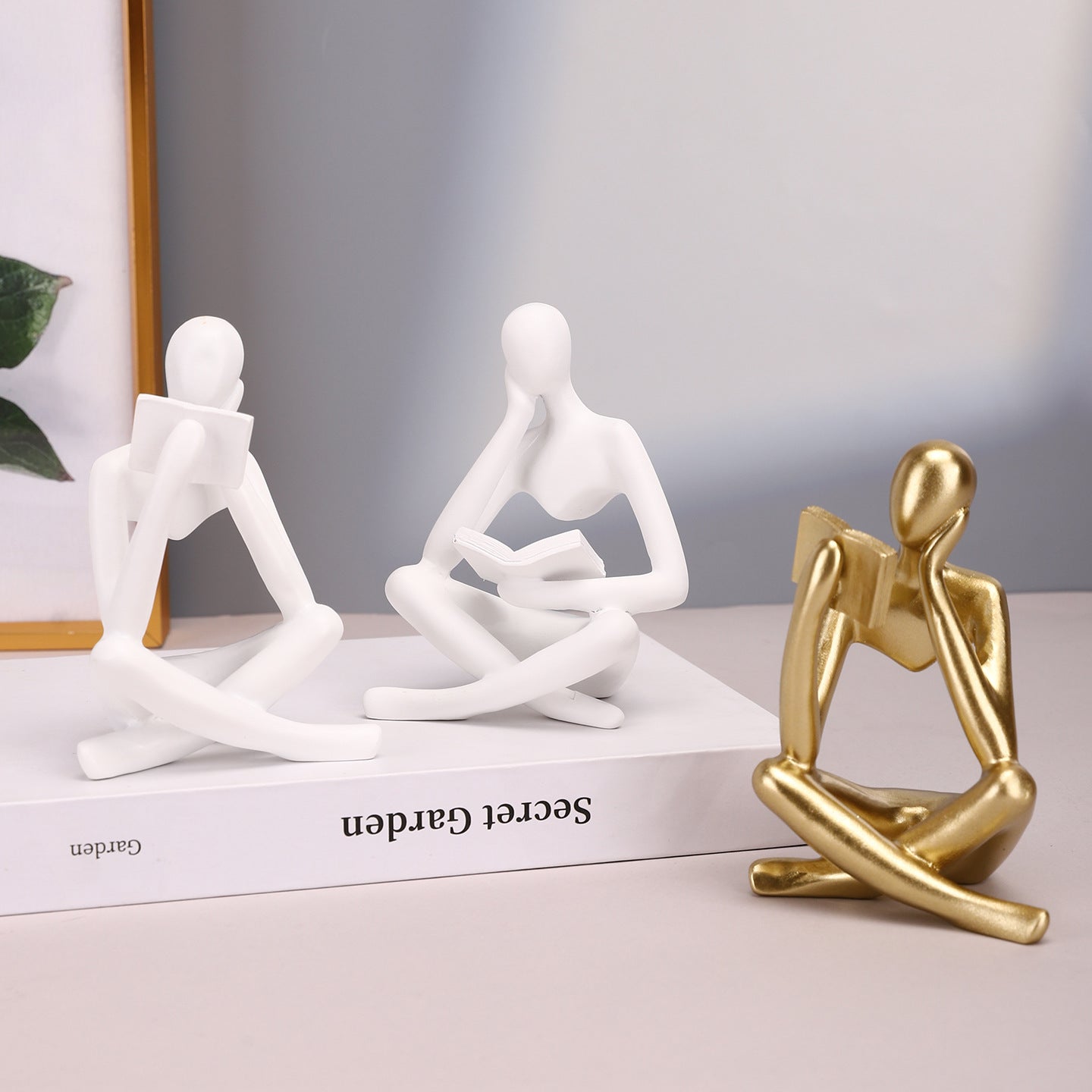 Contemporary Sitting Reader Figurine Homeandso