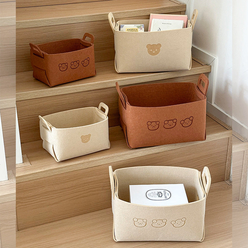 Felt Storage Baskets with Bear Design