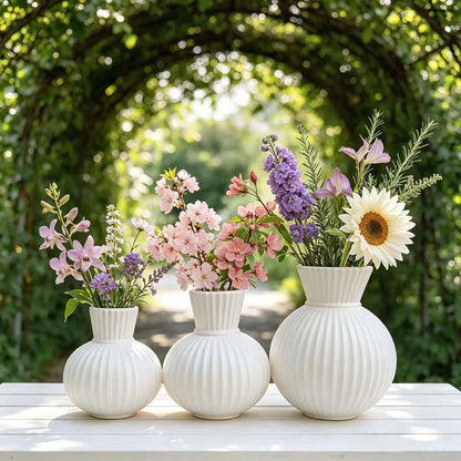 Elegant Ribbed Ceramic Vase