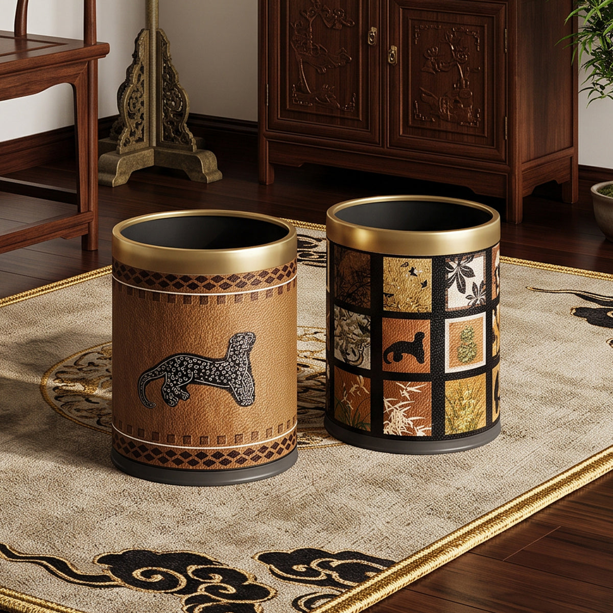Decorative Waste Bin with Floral Bird Design Homeandso