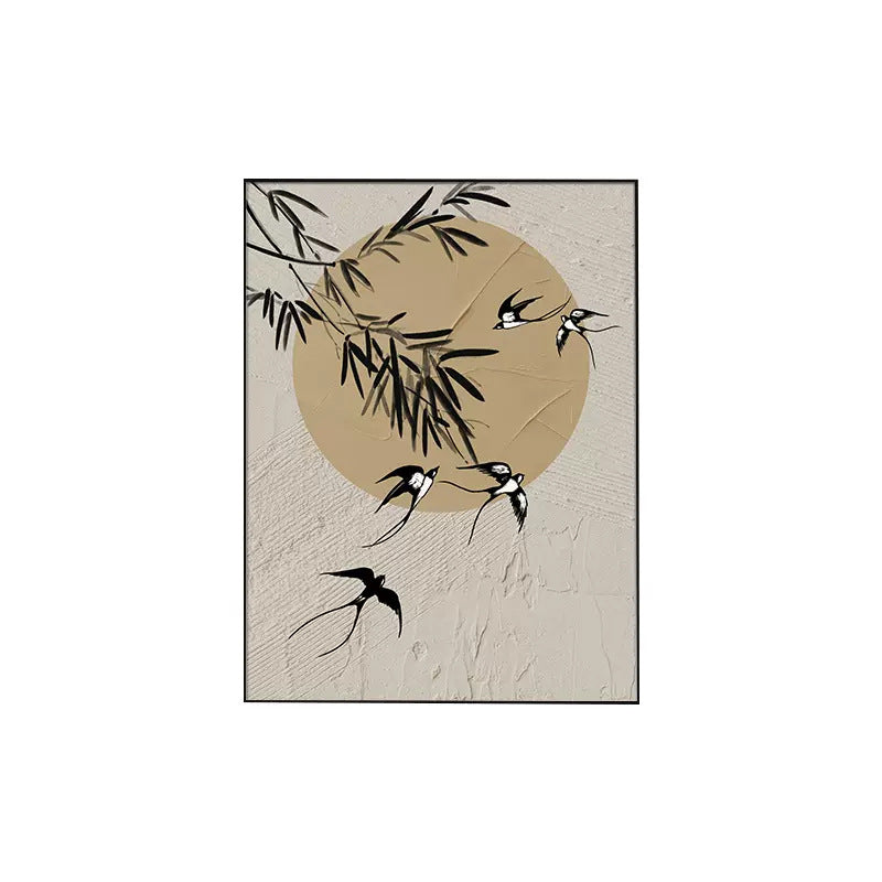Decorative Wall Art with Bamboo and Bird Motif Homeandso