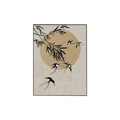 Decorative Wall Art with Bamboo and Bird Motif Homeandso