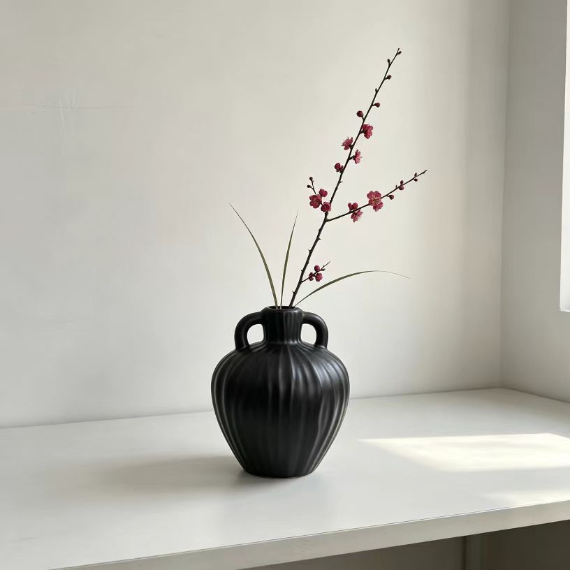 Textured Ribbed Decorative Vase