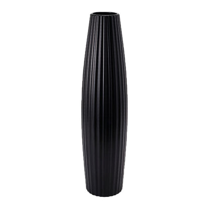 Elegant Ribbed Ceramic Floor Vase
