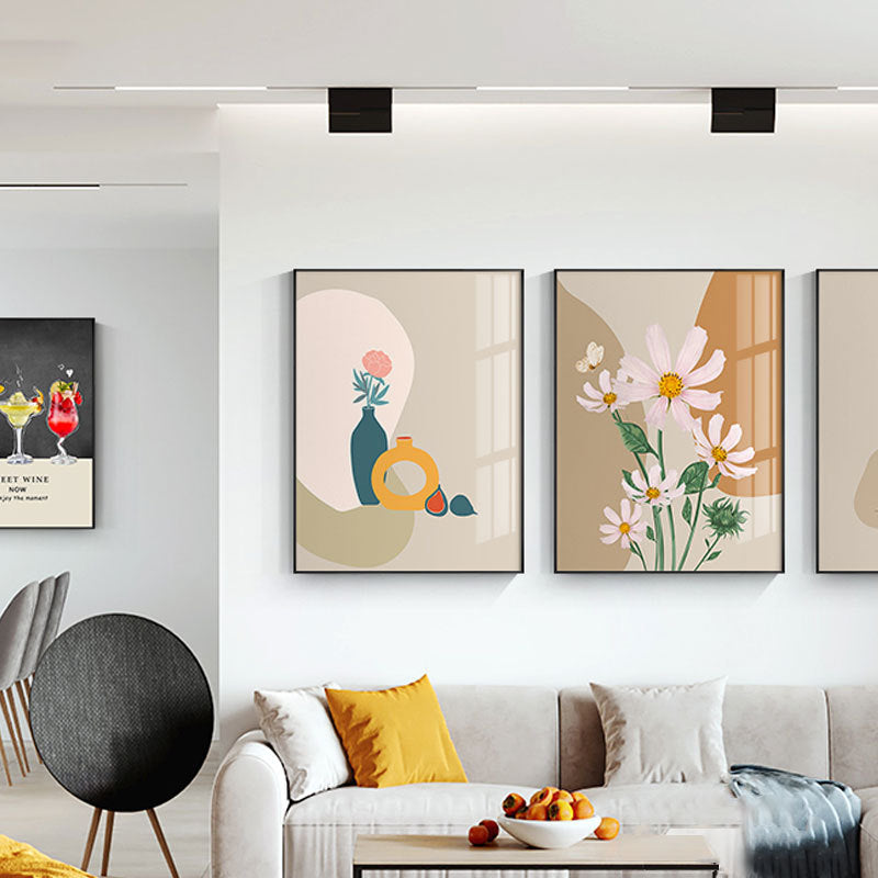 Decorative Framed Art Print with Abstract Floral Design Homeandso