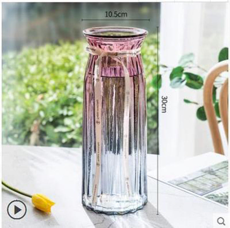 Geometric Patterned Glass Flower Vase