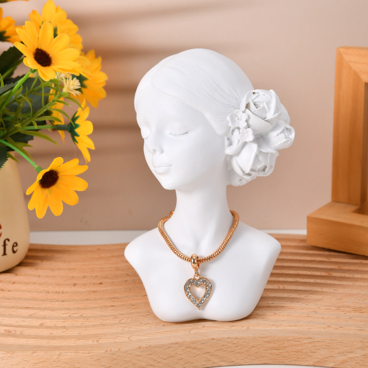 Decorative Flower Girl Bust Figurine Homeandso