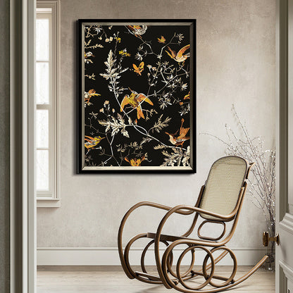 Decorative Framed Bird and Floral Artwork Homeandso