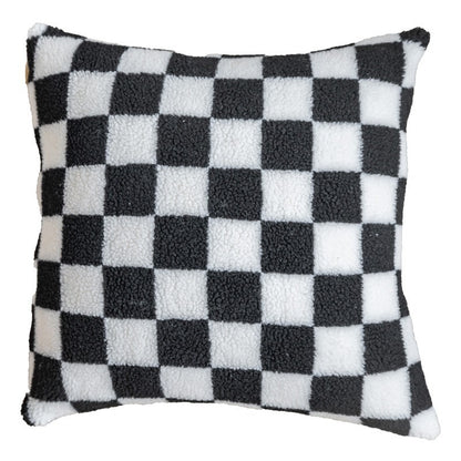 Plush Checkerboard Throw Pillow