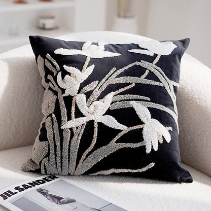 Elegant Floral Embroidered Cushion