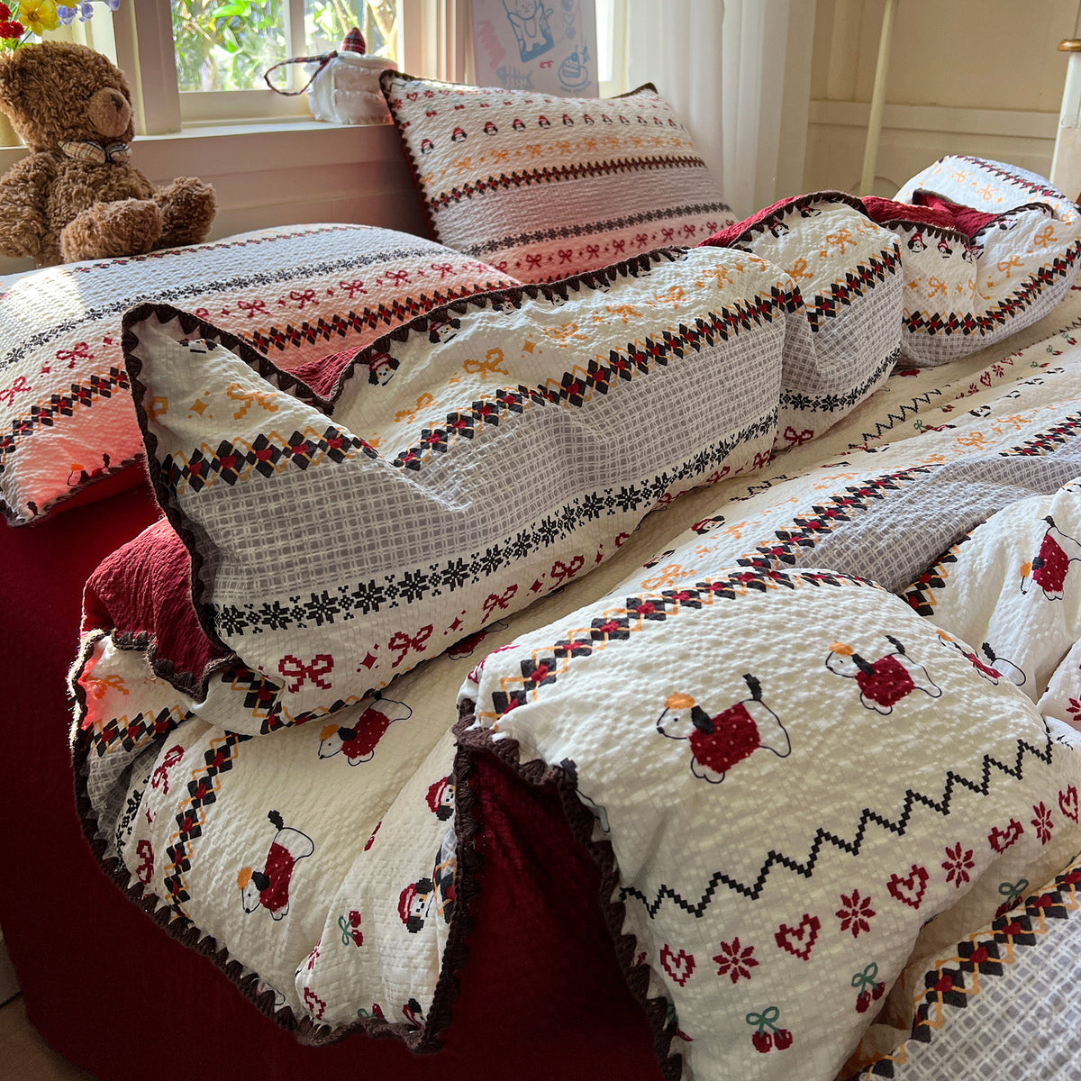 Playfully Embroidered Quilt Cover Set