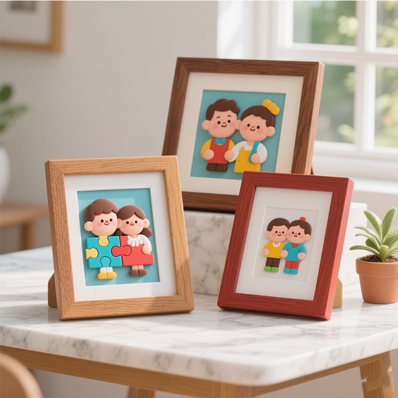Playful Character Puzzle Frame