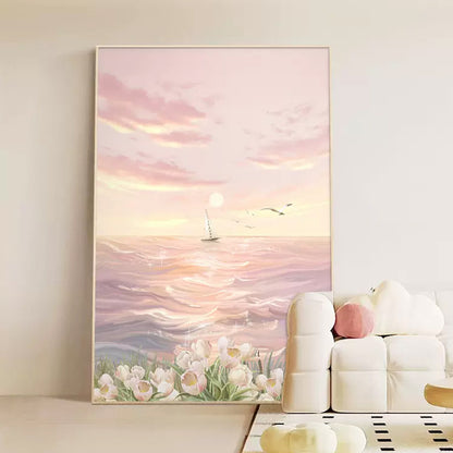 Framed Coastal Sunset Canvas Artwork Homeandso