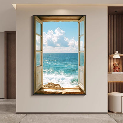 Coastal Window View Canvas Art Homeandso