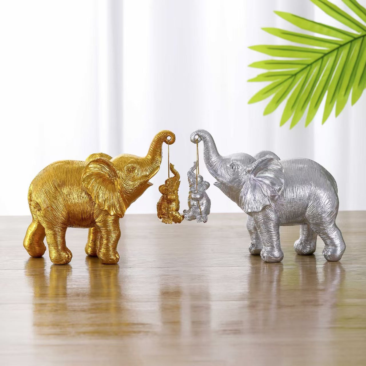 Decorative Elephant Family Sculpture Homeandso