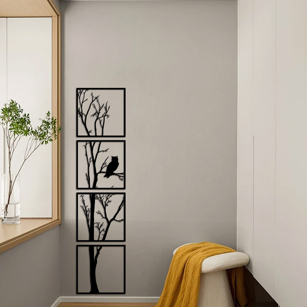 Artistic Tree and Owl Wall Art Homeandso