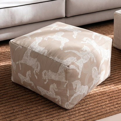 Floral Print Upholstered Floor Pouf