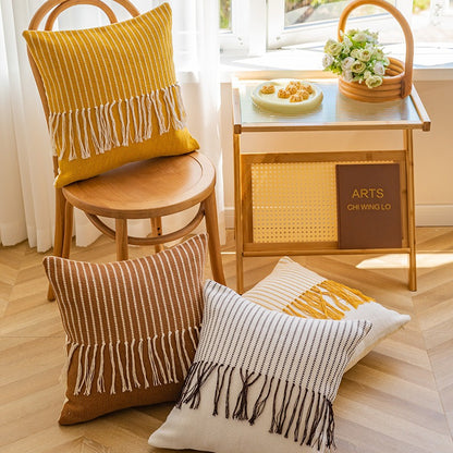 Textured Fringe Throw Pillow
